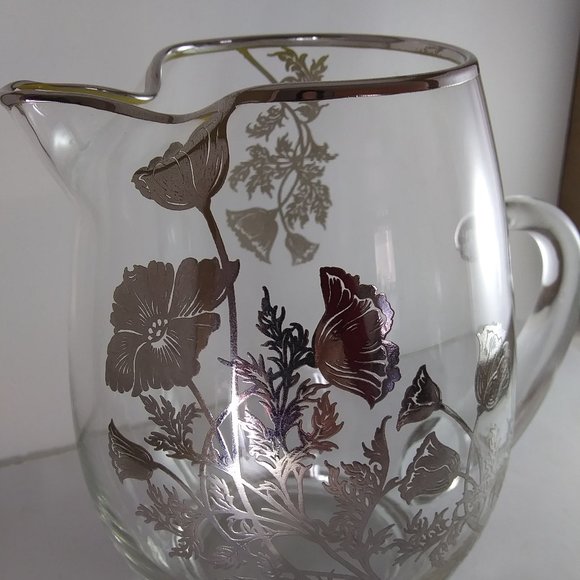 Vintage Sterling Silver Overlay Pitcher - Picture 1 of 12